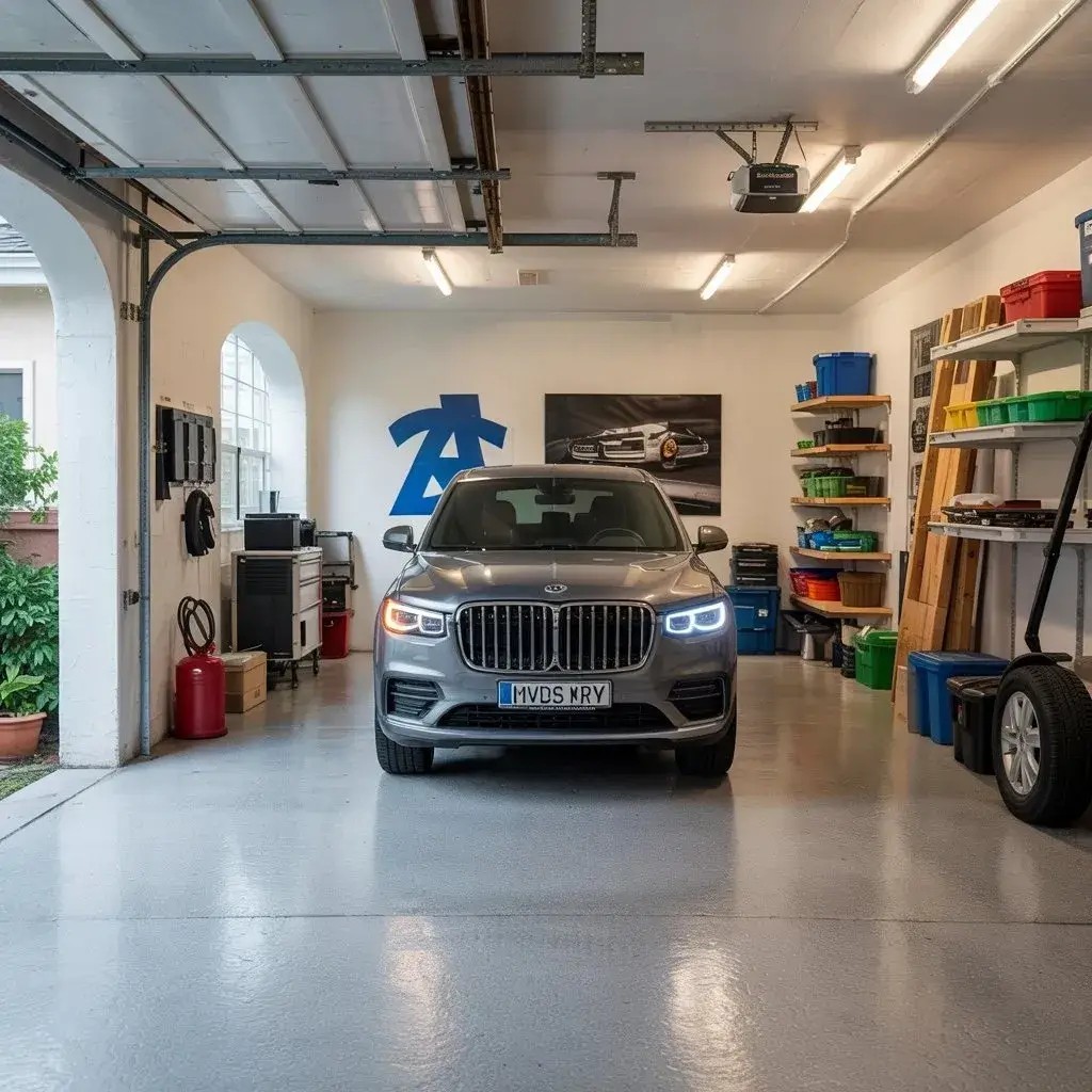a car in a garage